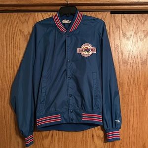 KU Kansas Jayhawks Vintage Men’s Bomber Jacket Chalk Line Size Sports Large L